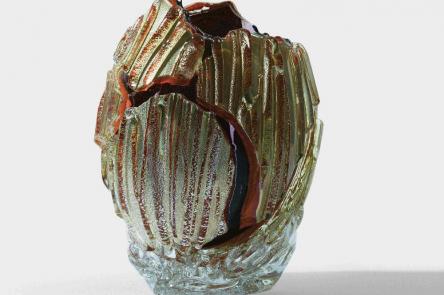 Collect, Homepage header. Glass sculpture Yobitsugi 'Benihomura', 2018, Yukito Nishinaka, Glass, Silver leaf, 28.5 x 20.5 x 20 cm, Katie Jones Japan.jpg