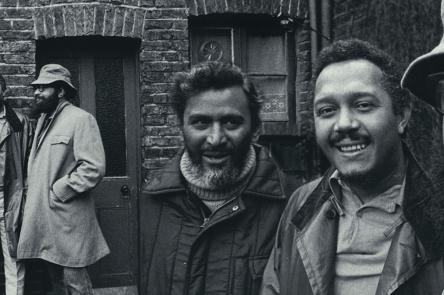 CAB founders John La Rose and Andrew Salkley with writer Sam Selvon, photographed by Horace Ové in 1972