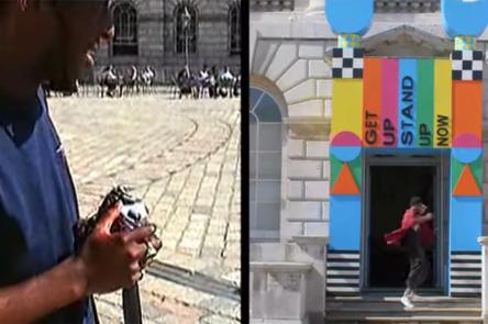 Singer Samm Henshaw in the Edmond J. Safra Fountain Court at Somerset House