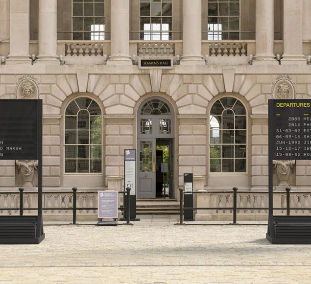 Arrivals + Departures by YARA + DAVINA installed in front of the South Wing of Somerset House