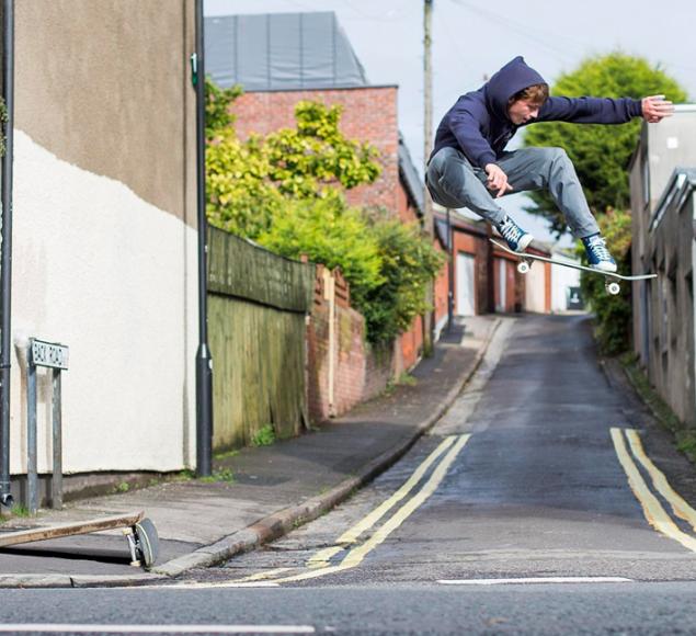 Photo by Reece Leung, Mike Arnold ollie, Bristol, 2014