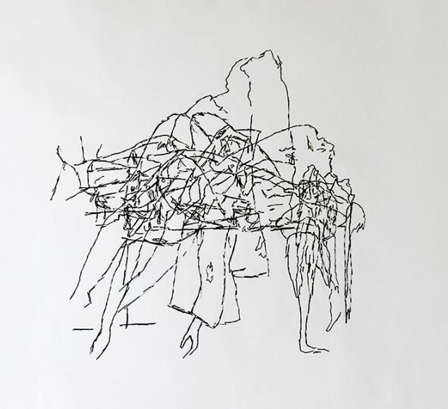 A drawing by SERAFINE1369 depicting bodily movements in sketch form.