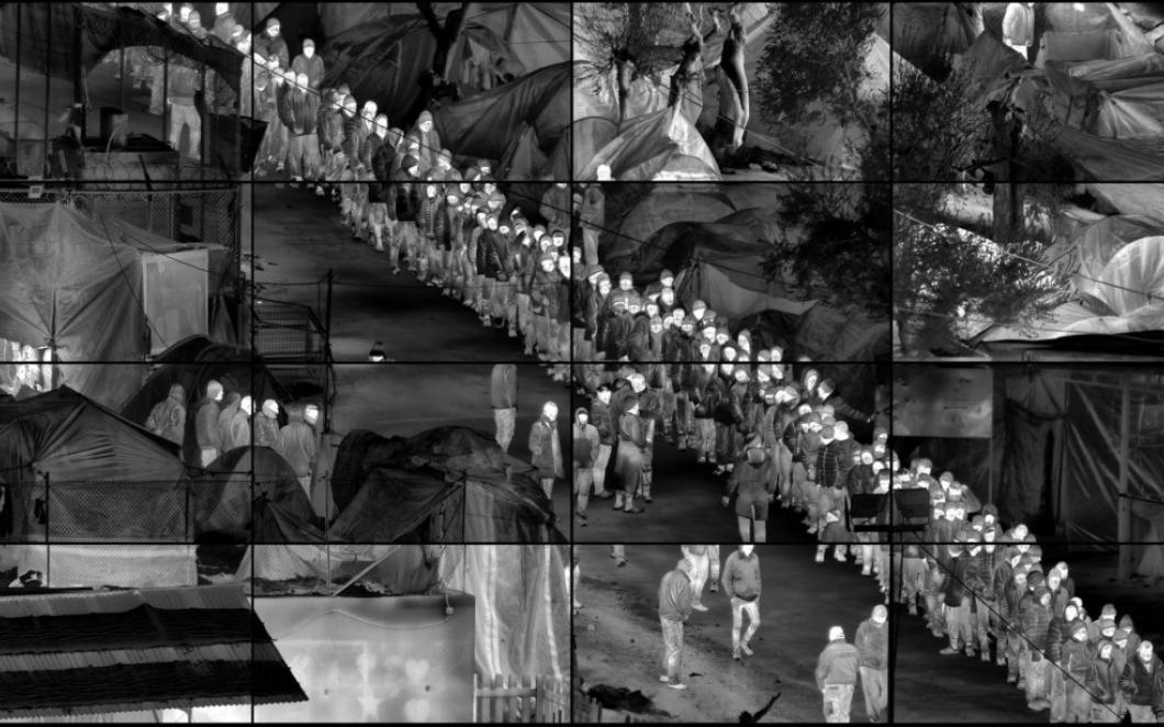 Richard Mosse’s Grid (Moria), from the series Heat Maps. Photograph: © Richard Mosse, Prix Pictet 2017