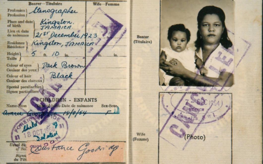 A scan of a passport of a Jamaican from the Windrush generation