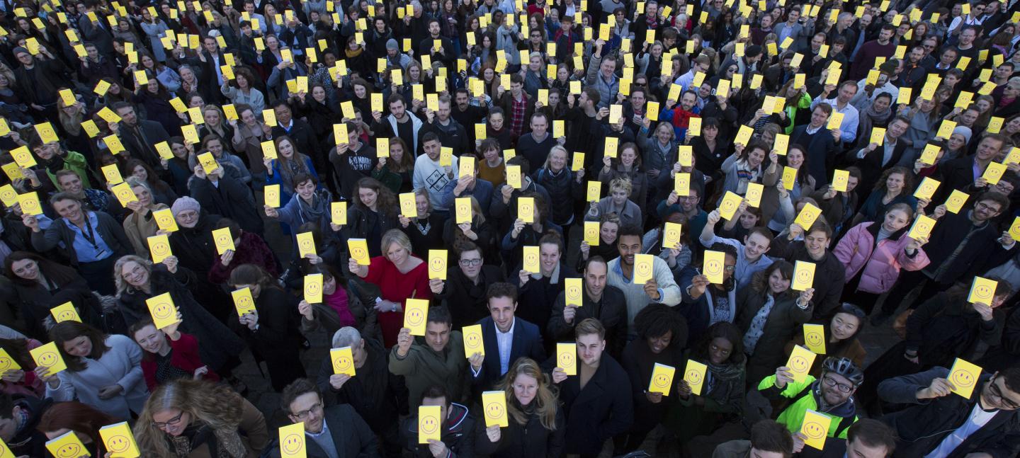 A crowd assembled for the launch of 'UTOPIA 2016'