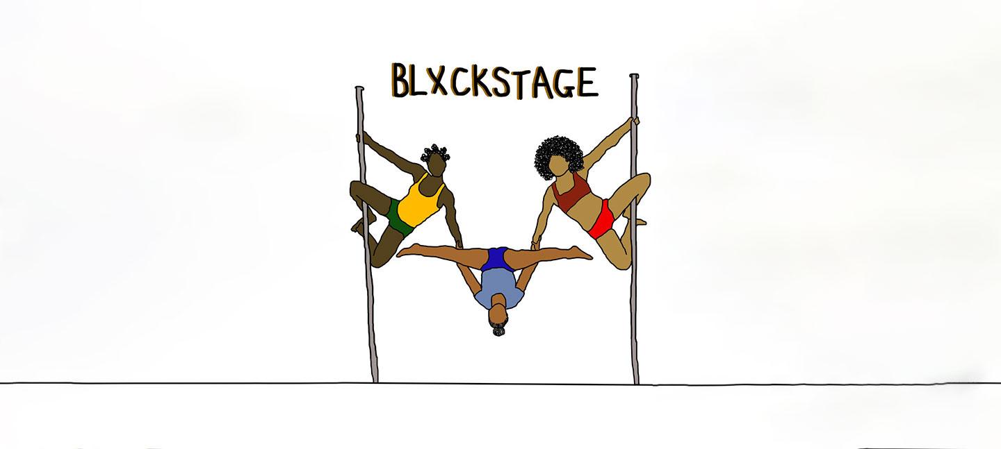 Illustration of black pole dancers
