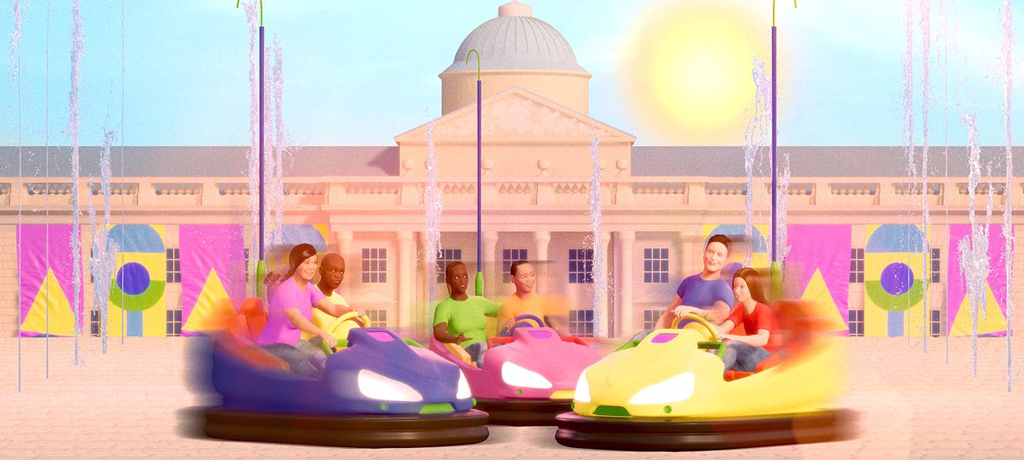 The London Renaissance - Unmissable Things to Do In London in 2021 12 Dodge at Somerset House, showing bumper cars and passengers in the courtyard
