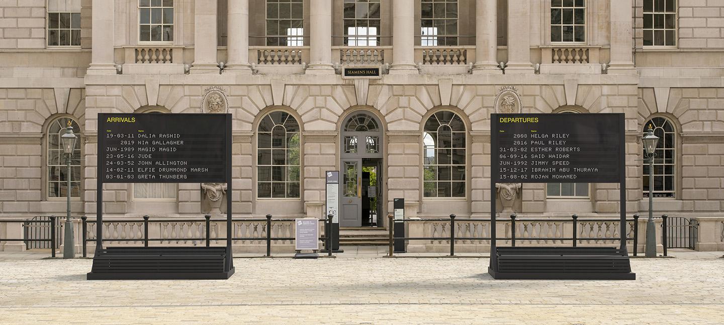 Arrivals + Departures by YARA + DAVINA installed in front of the South Wing of Somerset House