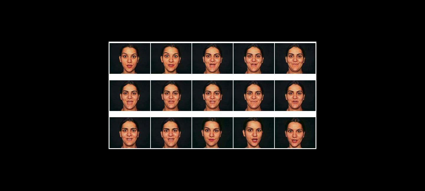 A series of photos of a woman pulling different facial expressions