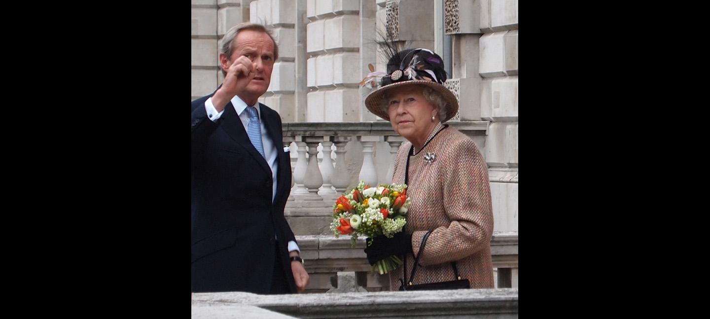 Picture of Queen Elizabeth II at Somerset House in 2012, pictured with Charles Wellesley, 9th Duke of Wellington, then Chairman of King’s College London Council. Photo by Aniela Murphy