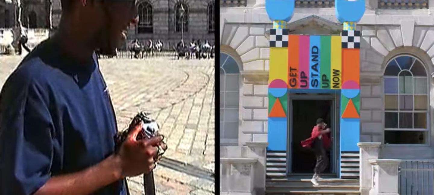 Singer Samm Henshaw in the Edmond J. Safra Fountain Court at Somerset House