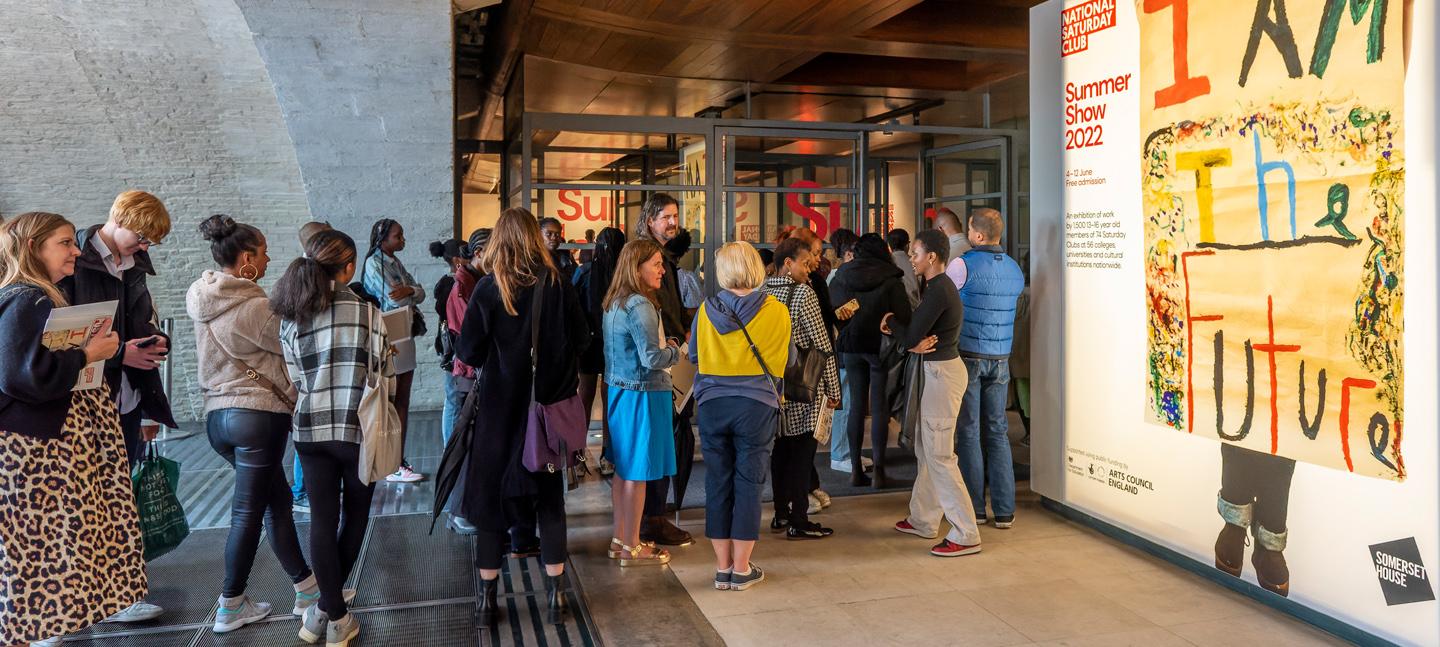 A photo of visitors queuing to enter the National Saturday Club Summer Show 