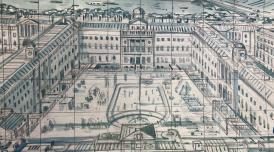 A preparatory working sketch by artist Adam Dant for his new print The Secret HIstory of Somerset House 