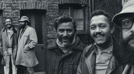 CAB founders John La Rose and Andrew Salkley with writer Sam Selvon, photographed by Horace Ové in 1972