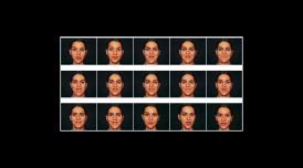 A series of photos of a woman pulling different facial expressions