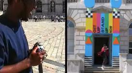 Singer Samm Henshaw in the Edmond J. Safra Fountain Court at Somerset House