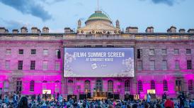 Outdoor cinema screen on the South Wing of Somerset House for Film4 Summer Screen